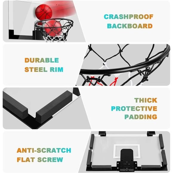 Indoor Basketball Hoop Fan Backboards for Teens and Adults Door Room Basketball - Picture 3 of 6